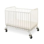 L.A. Baby ® Holiday Mini/Portable Folding Metal Crib, Swivel Casters, White